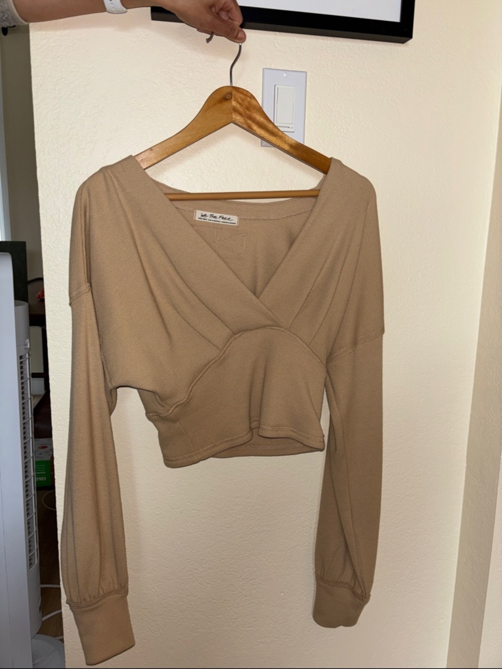 Free People all nighter waffle knit Cropped Wrap-Style Top